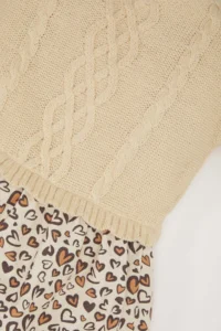 DeFacto Long Sleeve Skirt Patterned Knitwear Dress Baby Girl - Image 2
