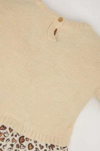 DeFacto Long Sleeve Skirt Patterned Knitwear Dress Baby Girl - Image 3