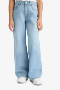 DeFacto Straight Wide Standard Leg Jean Trousers Girl - Image 4