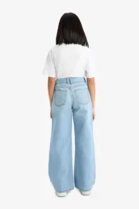 DeFacto Straight Wide Standard Leg Jean Trousers Girl - Image 7