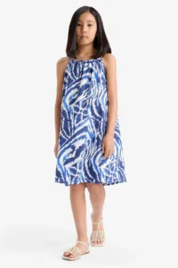 DeFacto Patterned Viscose Strap Summer Dress Girl - Image 3