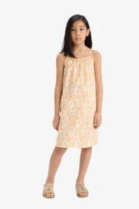 DeFacto Patterned Viscose Strap Summer Dress Girl - Image 2