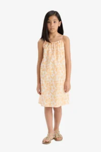DeFacto Patterned Viscose Strap Summer Dress Girl - Image 3