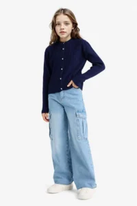 DeFacto Crew Neck Buttoned Knitwear Cardigan Girl - Image 2