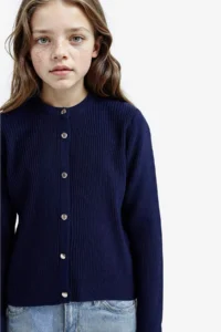 DeFacto Crew Neck Buttoned Knitwear Cardigan Girl - Image 3