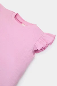 DeFacto Crinkle Viscose 2-Piece Set Short Sleeve T-Shirt Elastic Waist Floral Trousers Baby Girl - Image 3