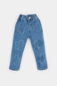 DeFacto Paperbag Floral Jean Trousers for Baby Girl - Image 2