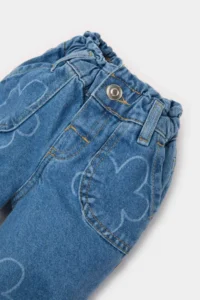 DeFacto Paperbag Floral Jean Trousers for Baby Girl - Image 3