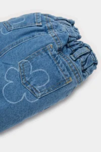 DeFacto Paperbag Floral Jean Trousers for Baby Girl - Image 4