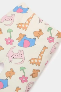 DeFacto Animal Patterned Ribbed Camisole Trousers Baby Girl - Image 3