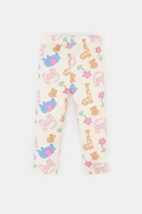 DeFacto Animal Patterned Ribbed Camisole Trousers Baby Girl - Image 4