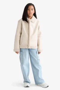 DeFacto Faux Fur Lined Zipper Coat Girl Child - Image 2
