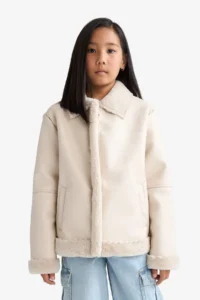 DeFacto Faux Fur Lined Zipper Coat Girl Child - Image 3