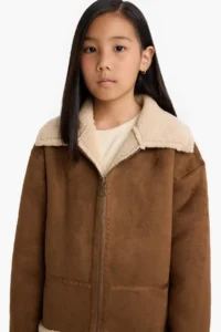 DeFacto Plush Lining Zippered Coat Girls' - Image 4