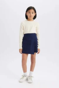 DeFacto Gabardine with pocket Shorts Skirt Girls' - Image 3