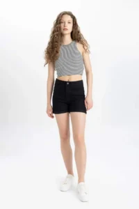 DeFacto Regular Waist folded Hem Jeans Shorts A1959ax25sm - Image 3