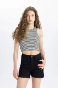 DeFacto Regular Waist folded Hem Jeans Shorts A1959ax25sm - Image 4