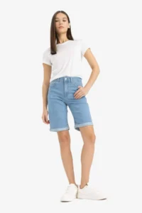 DeFacto Normal Waist Fold Leg Jean Bermuda Shorts A1958ax25sm - Image 2