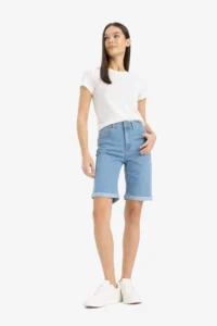 DeFacto Normal Waist Fold Leg Jean Bermuda Shorts A1958ax25sm - Image 3