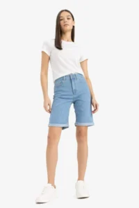 DeFacto Normal Waist Fold Leg Jean Bermuda Shorts A1958ax25sm - Image 4