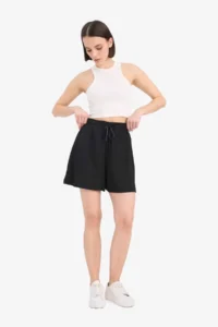DeFacto Cool Loose Fit Wrinkly Black Women's Shorts A6223AX/BK81 - Image 2