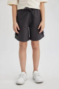 DeFacto Girls' Elastic Waist Cargo Pocket Shorts B0840a825hs
