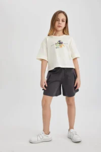 DeFacto Girls' Elastic Waist Cargo Pocket Shorts B0840a825hs - Image 5