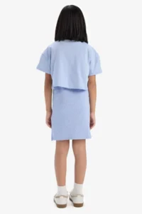 DeFacto Set of 2 Ribbed Camisole Dress Printed Short Sleeve T-Shirt Girls - Image 6