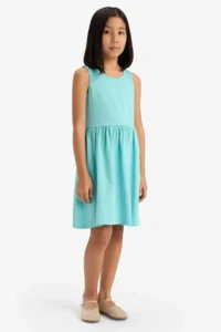 DeFacto Crew Neck Basic Straight Sleeveless Summer Dress Girl - Image 2