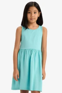 DeFacto Crew Neck Basic Straight Sleeveless Summer Dress Girl - Image 3