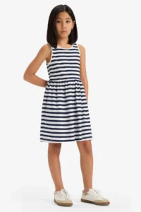 DeFacto Crew Neck Striped Sleeveless Summer Dress Girl - Image 4