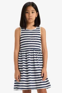 DeFacto Crew Neck Striped Sleeveless Summer Dress Girl - Image 5