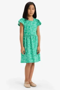 DeFacto Crew Neck Patterned Short Sleeve Summer Dress Girl - Image 3