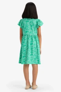DeFacto Crew Neck Patterned Short Sleeve Summer Dress Girl - Image 6