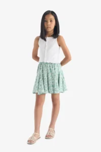 DeFacto Patterned Elastic Waist Viscose Skirt Girl