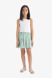 DeFacto Patterned Elastic Waist Viscose Skirt Girl - Image 2