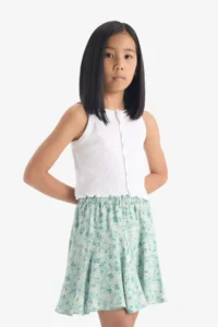 DeFacto Patterned Elastic Waist Viscose Skirt Girl - Image 3