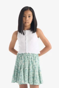 DeFacto Patterned Elastic Waist Viscose Skirt Girl - Image 4