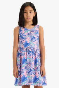 DeFacto Crew Neck Patterned Sleeveless Summer Dress Girl - Image 2