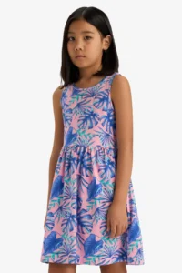 DeFacto Crew Neck Patterned Sleeveless Summer Dress Girl - Image 3