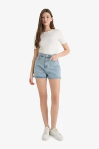 DeFacto Mom Fit High Waist Crop Fit Jeans Shorts