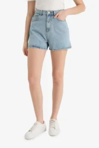 DeFacto Mom Fit High Waist Crop Fit Jeans Shorts - Image 4