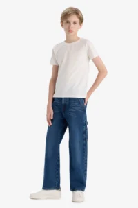 DeFacto Wide Leg Straight Leg Jean Trousers Boy - Image 3