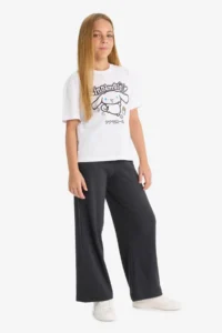 DeFacto Wide Leg Anthracite Girls' Pants E1836A8/AR220 - Image 3