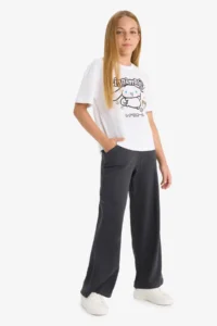 DeFacto Wide Leg Anthracite Girls' Pants E1836A8/AR220 - Image 4