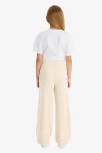 DeFacto Elastic Waist Wide Leg Stone Girls' Trousers E1836A8/BG734 - Image 6