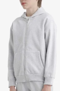DeFacto Hooded School Zippered Gray Boy's Cardigan X5844A6/GR400 - Image 6