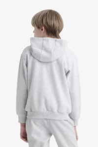 DeFacto Hooded School Zippered Gray Boy's Cardigan X5844A6/GR400 - Image 7