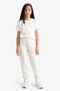 DeFacto Standard Fit Basic Flat Waist Elastic School Jogger Beige Girls' Sweatpants Y1226A6/BG667 - Image 3