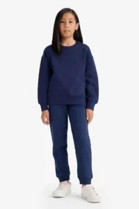 DeFacto Standard Fit Basic Flat Waist Elastic School Jogger Navy Blue Girl's Sweatpants Y1226A6/NV2 - Image 3